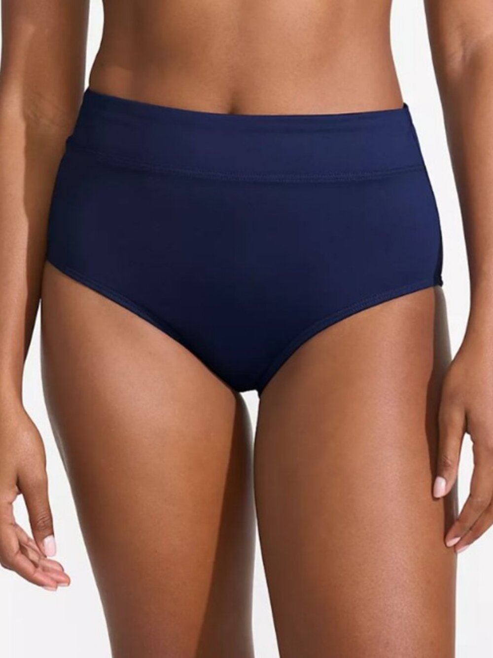 Lands' End high waist bikini bottom navy blue women's size XS NWT